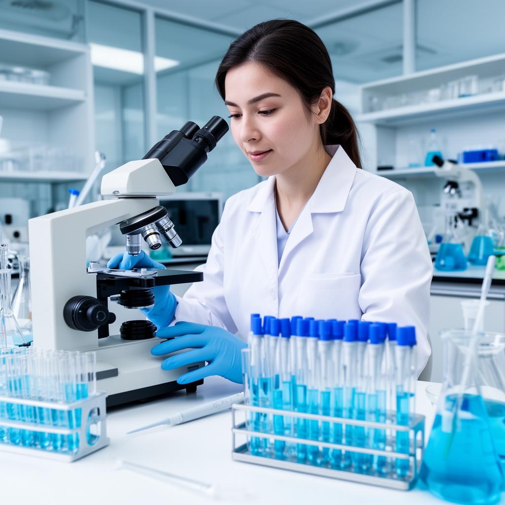 Hands-on laboratory techniques and microscopic array in a science lab